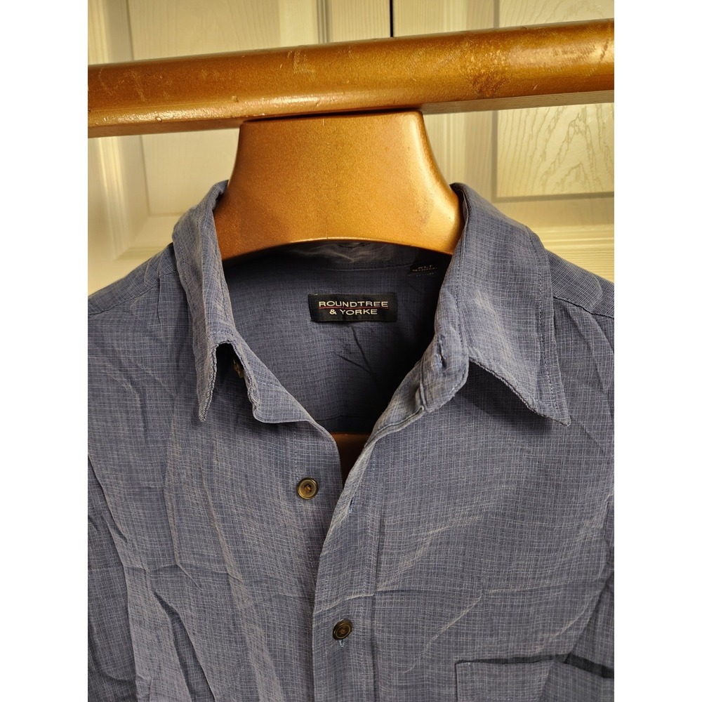 Roundtree & Yorke Mens Cobalt Blue Short Sleeve Button-up Size XLT‎